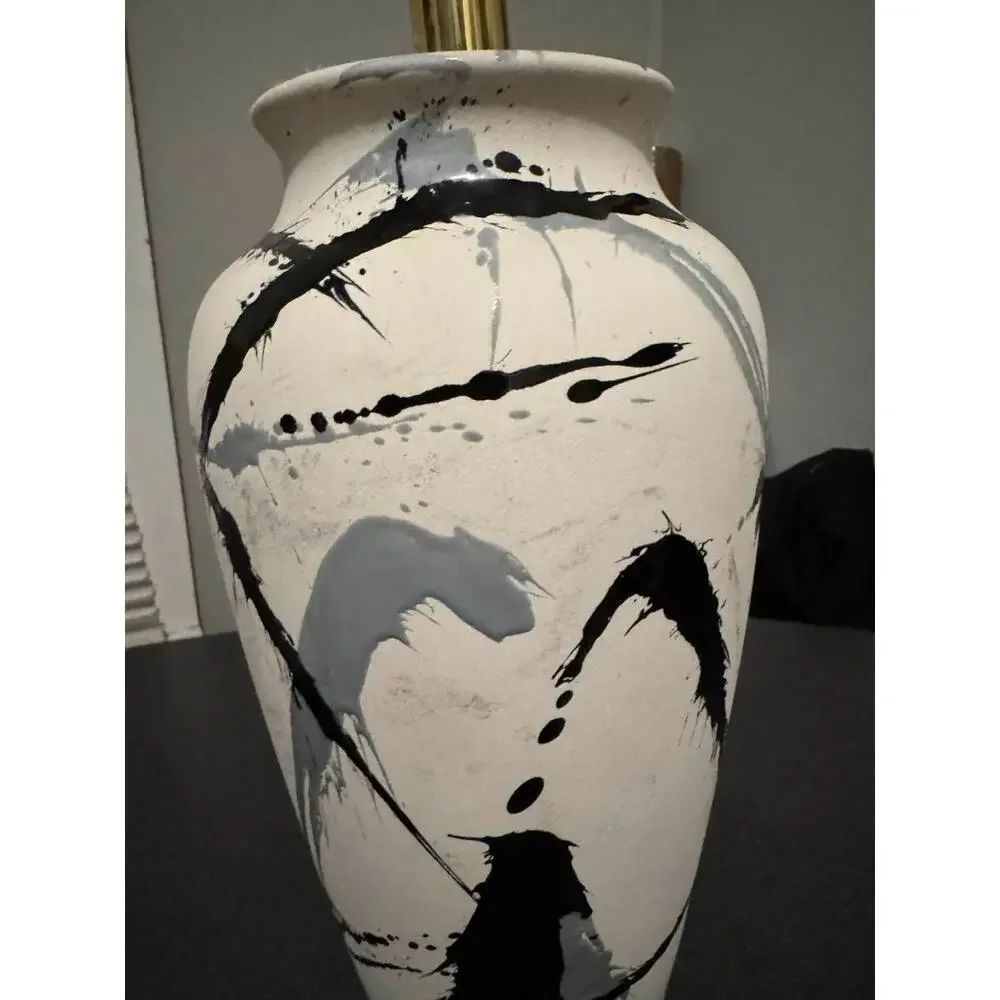 VTG 1980's Jackson Pollock Style Inspired Table Lamp RARE!!